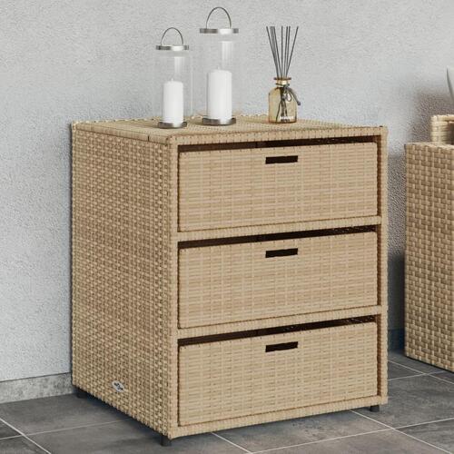 Opbevaringsskab til haven 55x59x69 cm polyrattan beige