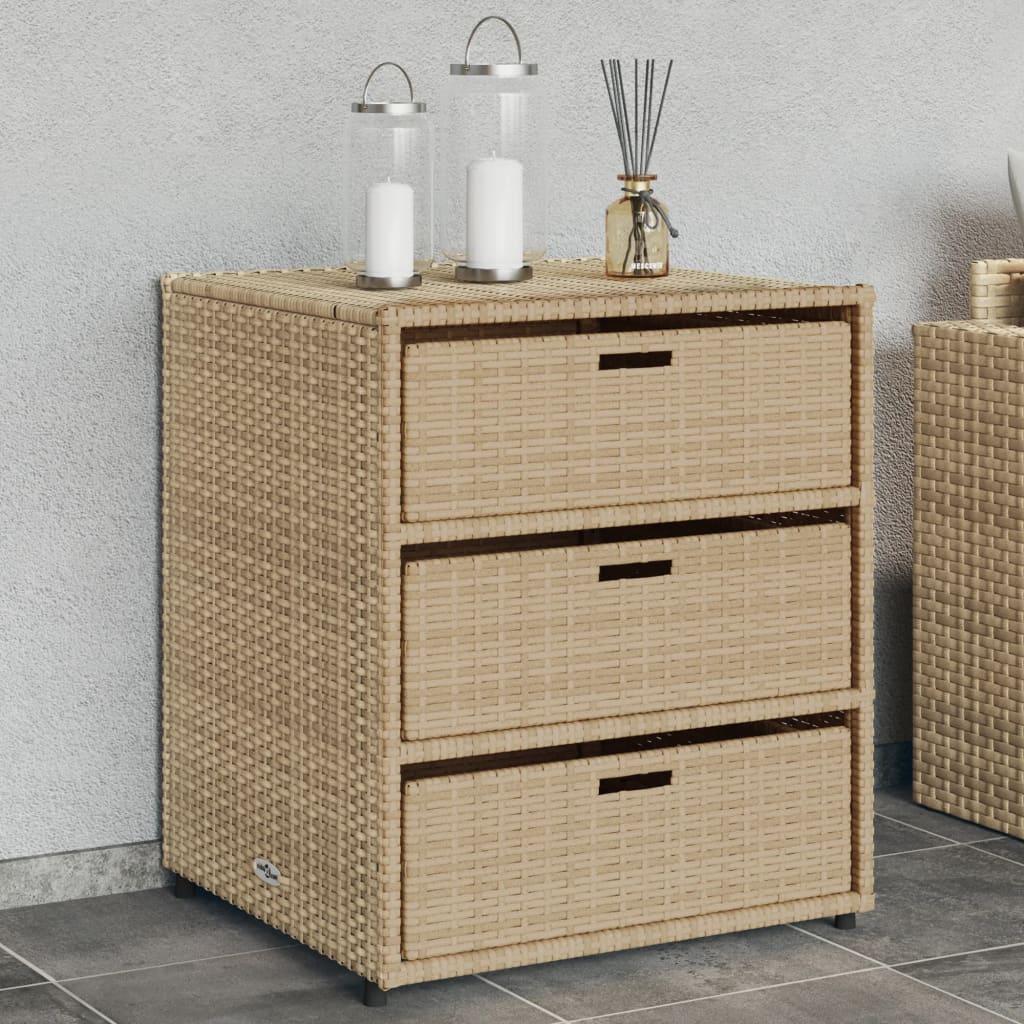Opbevaringsskab til haven 55x59x69 cm polyrattan beige
