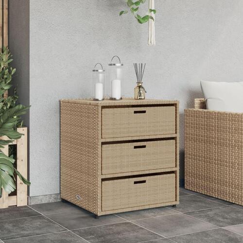 Opbevaringsskab til haven 55x59x69 cm polyrattan beige