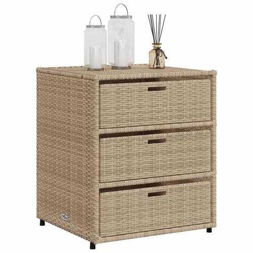 Opbevaringsskab til haven 55x59x69 cm polyrattan beige