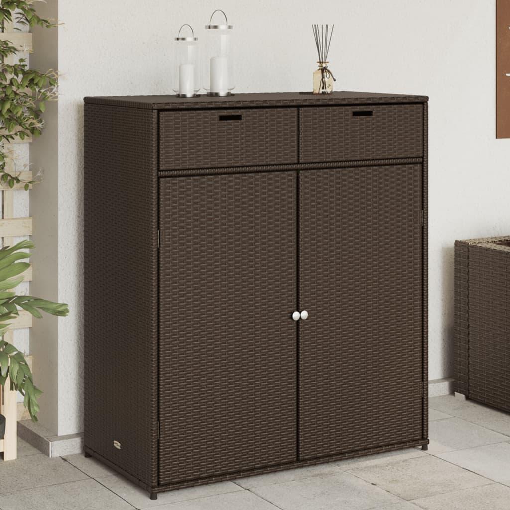Opbevaringsskab til haven 105x55x113 cm polyrattan brun