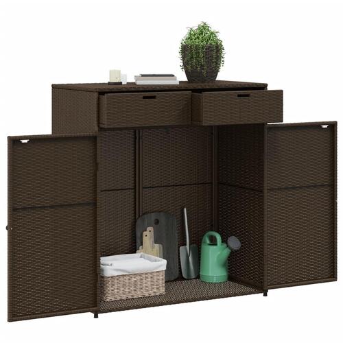 Opbevaringsskab til haven 105x55x113 cm polyrattan brun