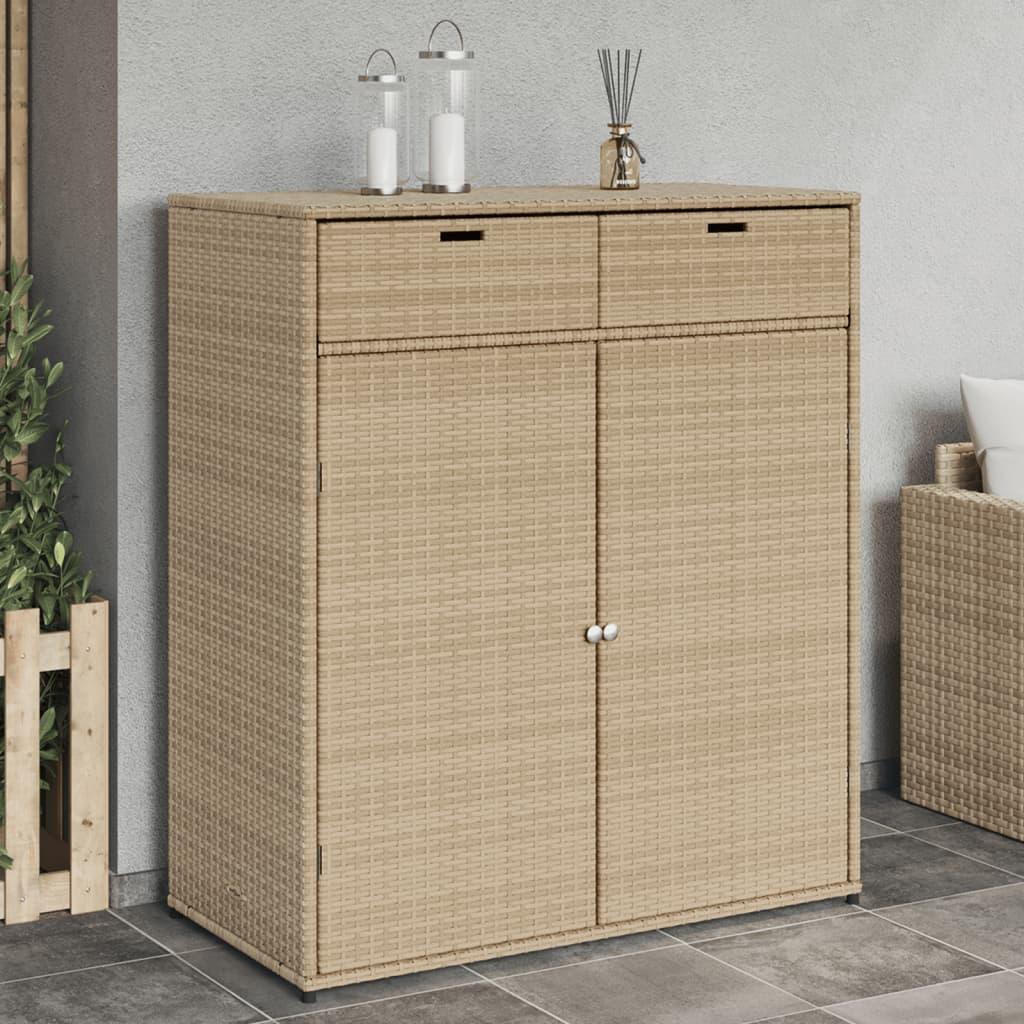 Opbevaringsskab til haven 105x55x113 cm polyrattan beige