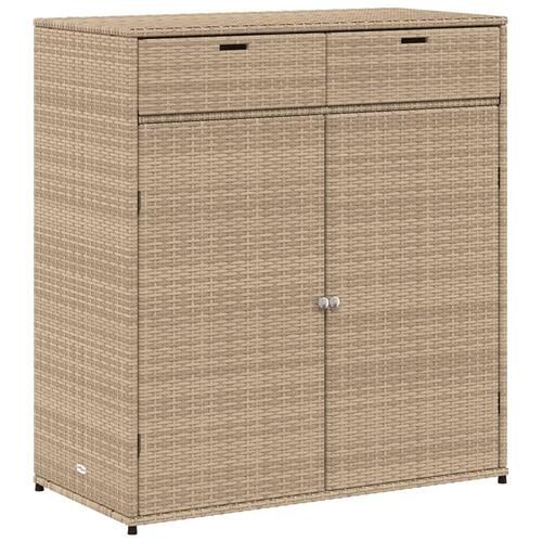 Opbevaringsskab til haven 105x55x113 cm polyrattan beige