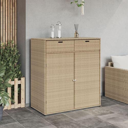 Opbevaringsskab til haven 105x55x113 cm polyrattan beige