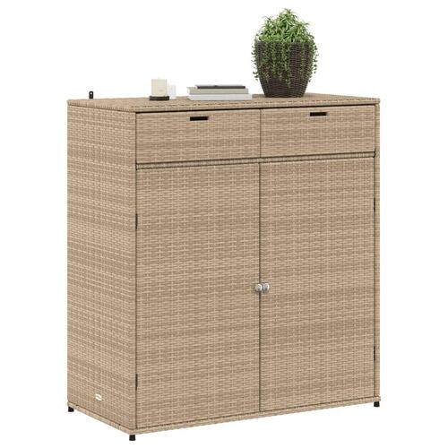 Opbevaringsskab til haven 105x55x113 cm polyrattan beige