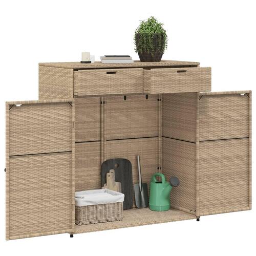 Opbevaringsskab til haven 105x55x113 cm polyrattan beige