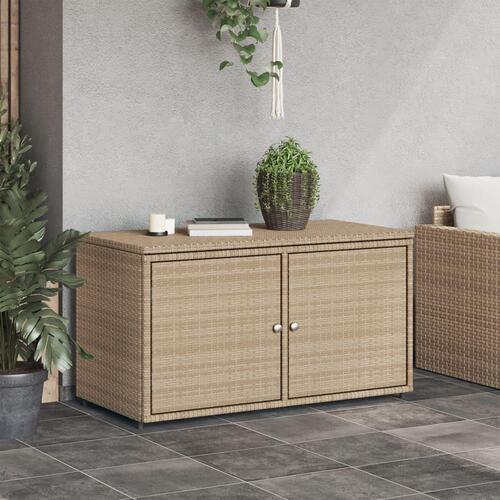 Opbevaringsskab til haven 110x55x60,5 cm polyrattan beige