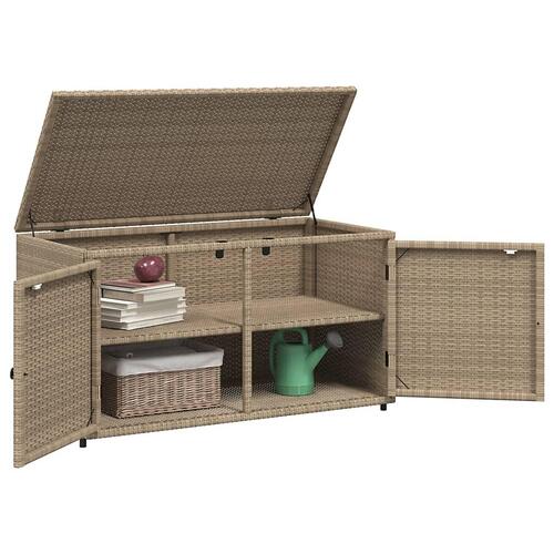 Opbevaringsskab til haven 110x55x60,5 cm polyrattan beige