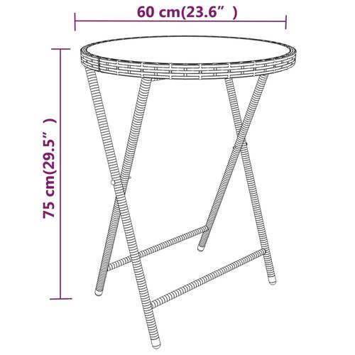 Bistrosæt til haven 5 dele polyrattan og hærdet glas grå