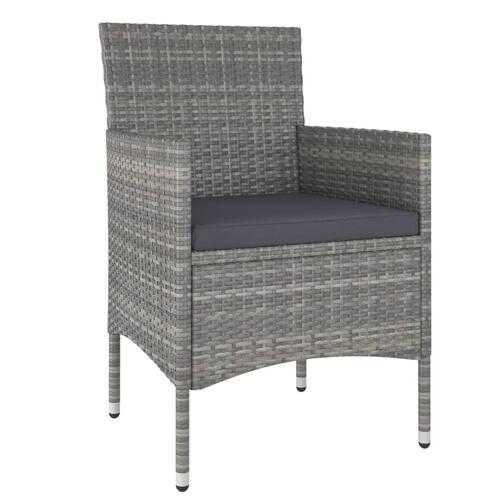 Havestole med skamler 4 dele polyrattan grå