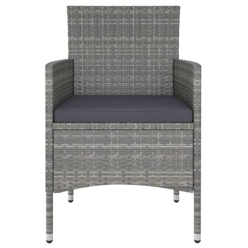 Havestole med skamler 4 dele polyrattan grå