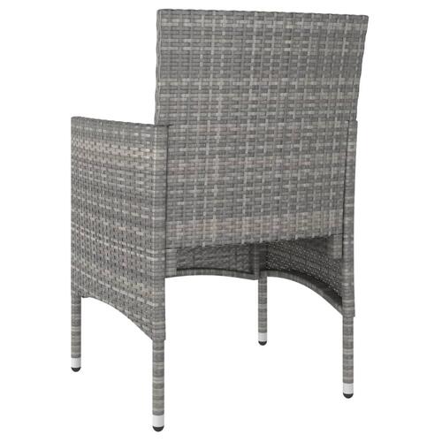 Havestole med skamler 4 dele polyrattan grå