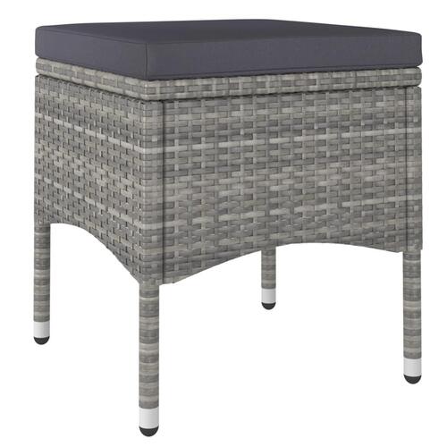 Havestole med skamler 4 dele polyrattan grå