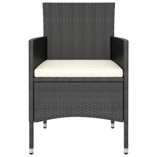 Havestole med skamler 4 dele polyrattan sort