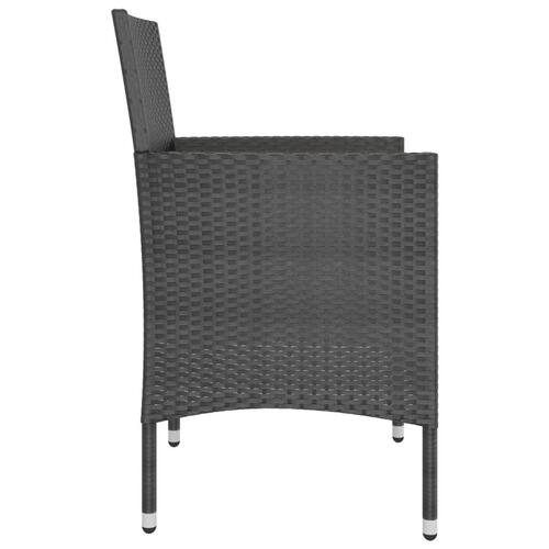 Havestole med skamler 4 dele polyrattan sort