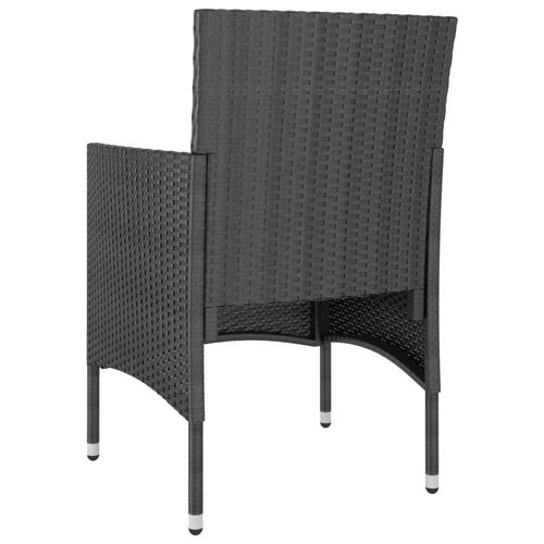 Havestole med skamler 4 dele polyrattan sort