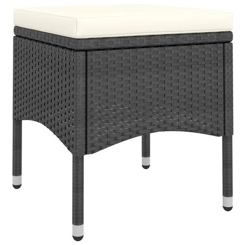 Havestole med skamler 4 dele polyrattan sort