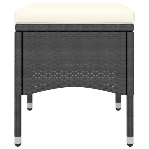 Havestole med skamler 4 dele polyrattan sort