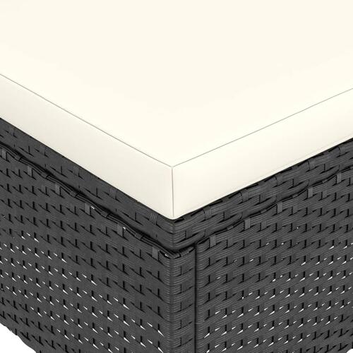 Havestole med skamler 4 dele polyrattan sort