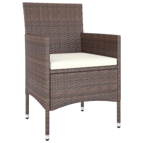Havestole med skamler 4 dele polyrattan brun
