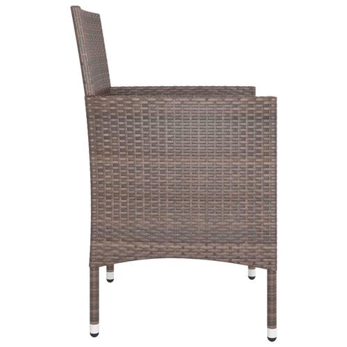 Havestole med skamler 4 dele polyrattan brun