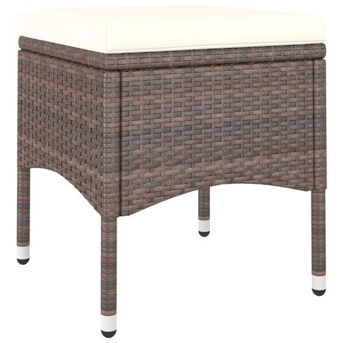Havestole med skamler 4 dele polyrattan brun