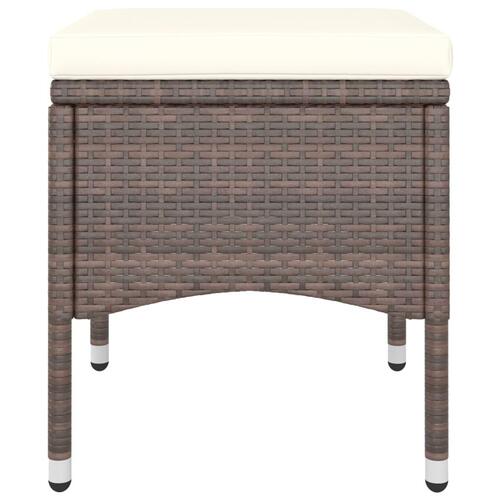 Havestole med skamler 4 dele polyrattan brun