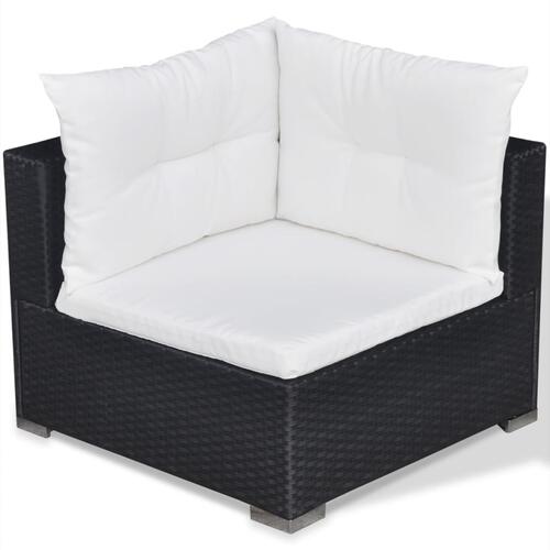 Loungesæt til haven 5 dele med hynder polyrattan sort