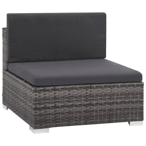 Loungesæt til haven 6 dele med hynder polyrattan grå