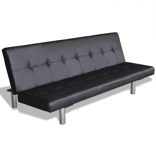 Sovesofa med to puder justérbar kunstlæder sort
