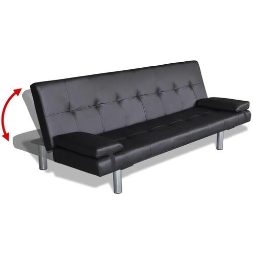 Sovesofa med to puder justérbar kunstlæder sort