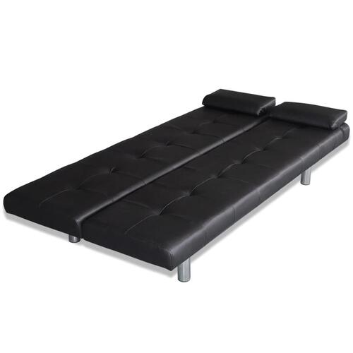 Sovesofa med to puder justérbar kunstlæder sort