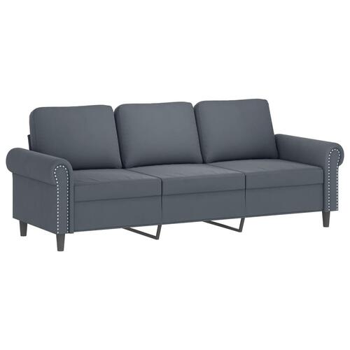 3-personers sofa med fodskammel 180 cm velour mørkegrå