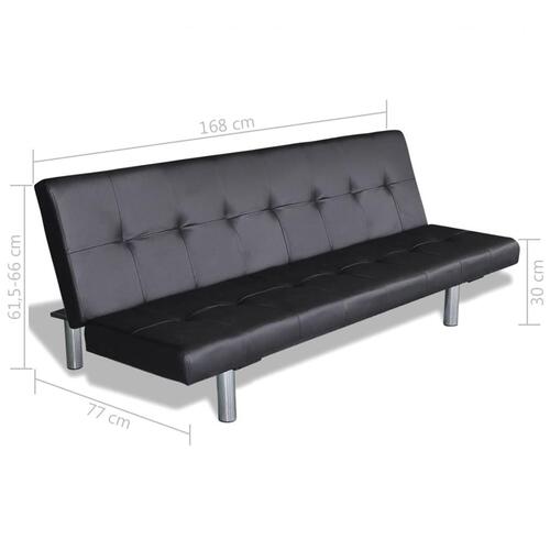 Sovesofa med to puder justérbar kunstlæder sort