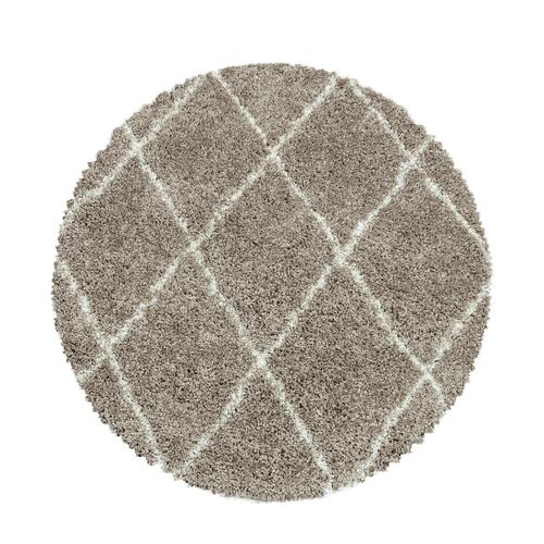 Alvor Rund Shaggy tæppe Geometrisk - Beige