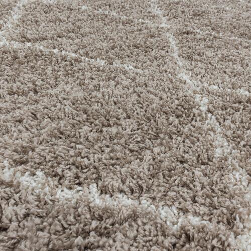 Alvor Rund Shaggy tæppe Geometrisk - Beige