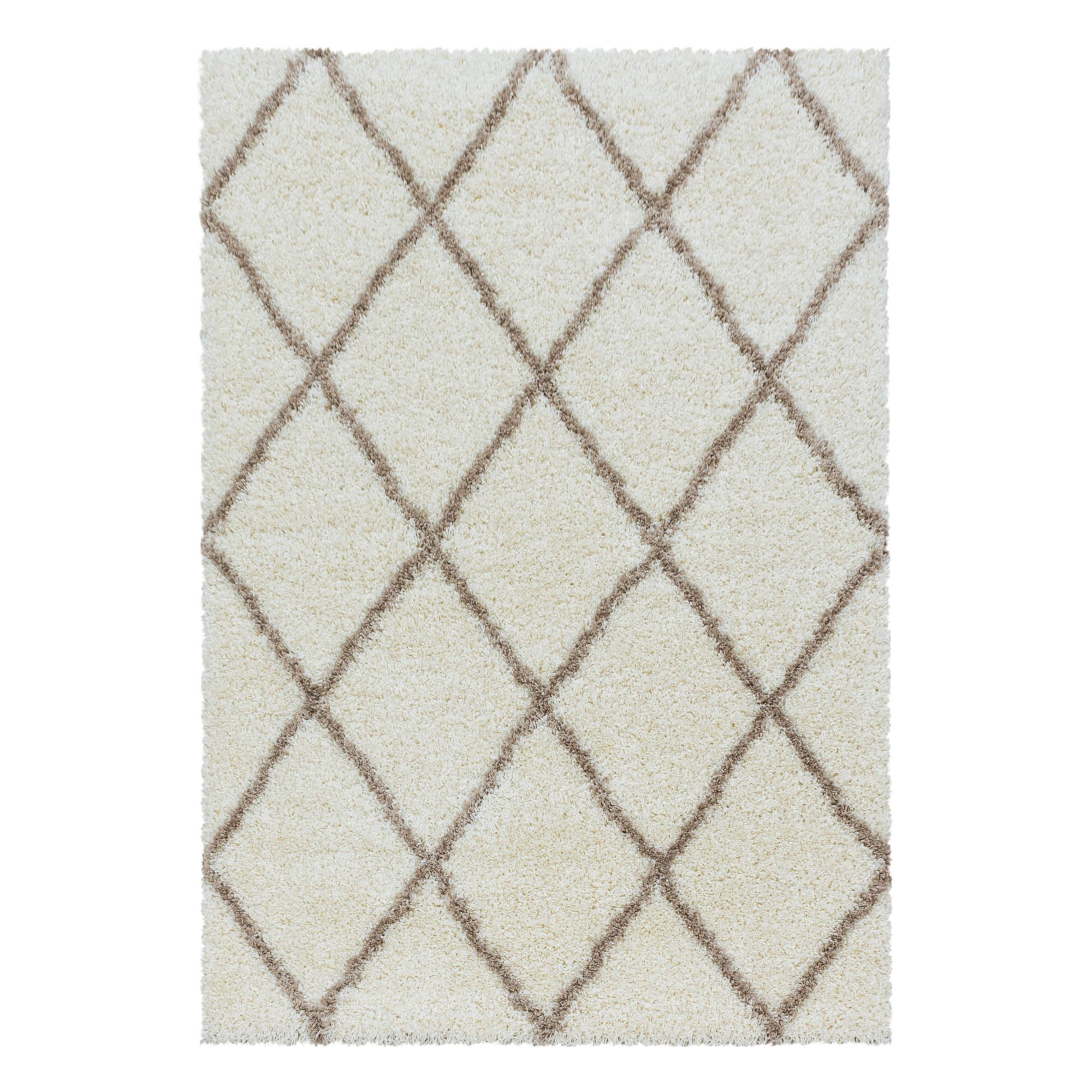 Alvor Shaggy Tæppeløber Geometrisk - Creme - 60x110 (Løber)