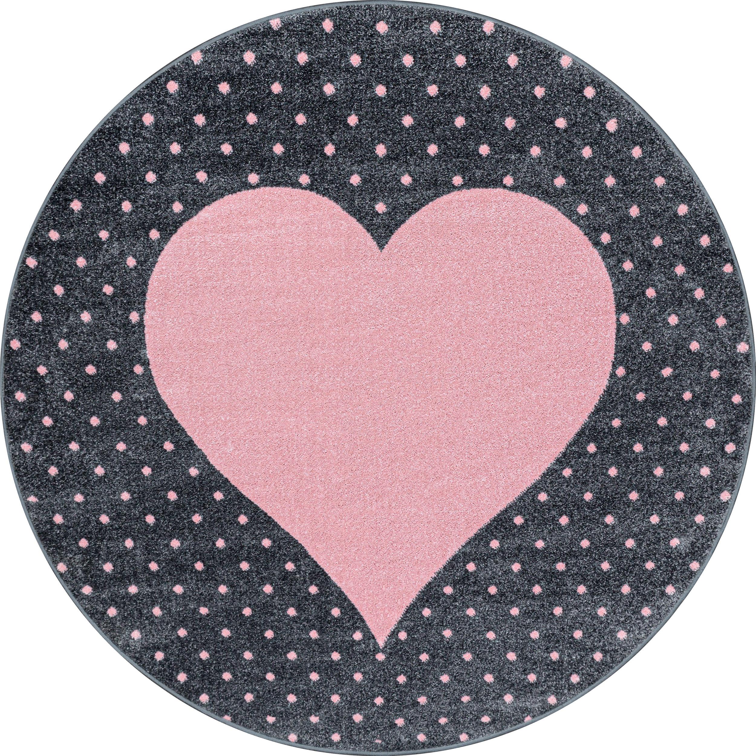 Bambi Rund Børnetæppe Hjerte - Pink - 120x120 (Rund)