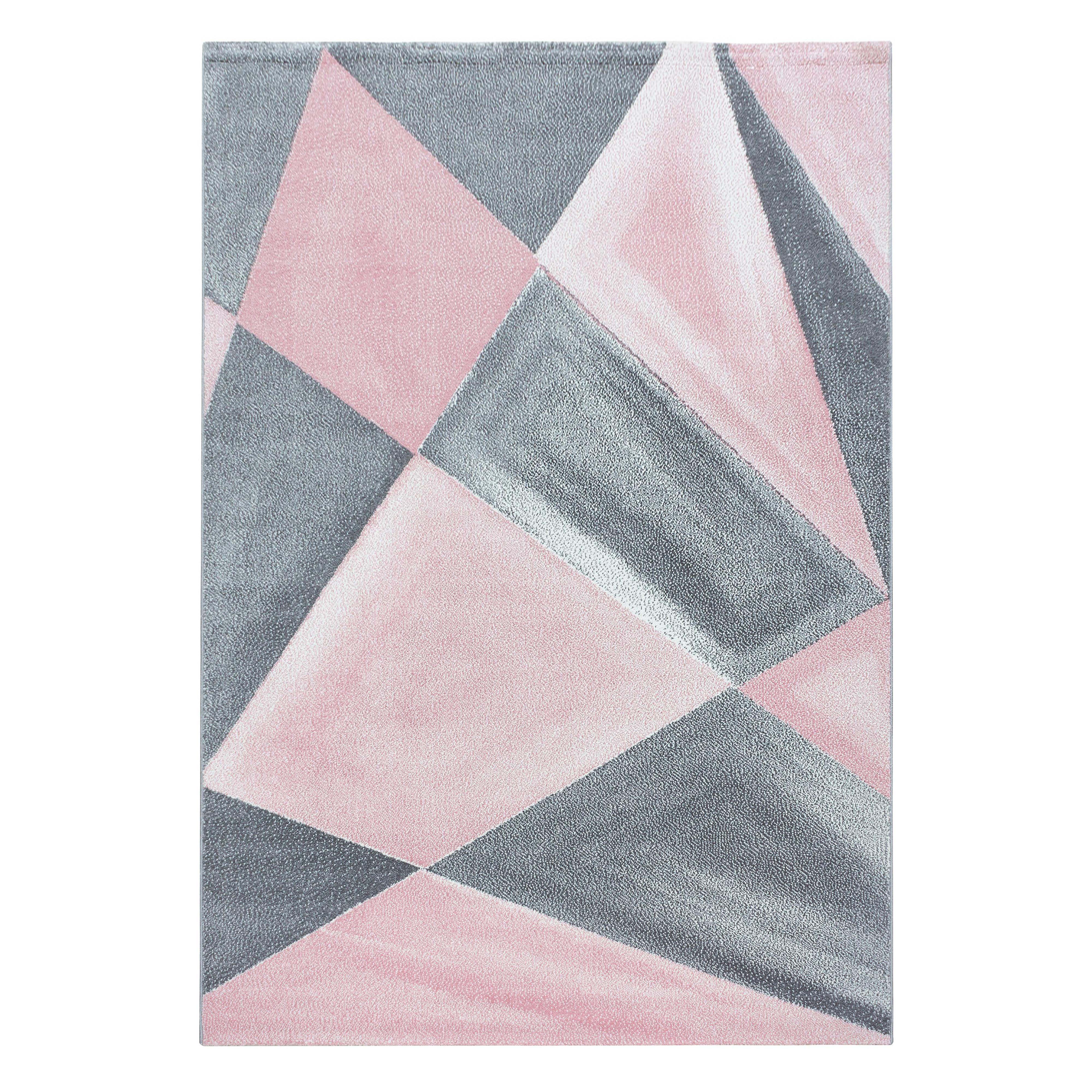 Beta Kortluvet Tæppeløber Geometrisk - Pink - 80x150 (Løber)