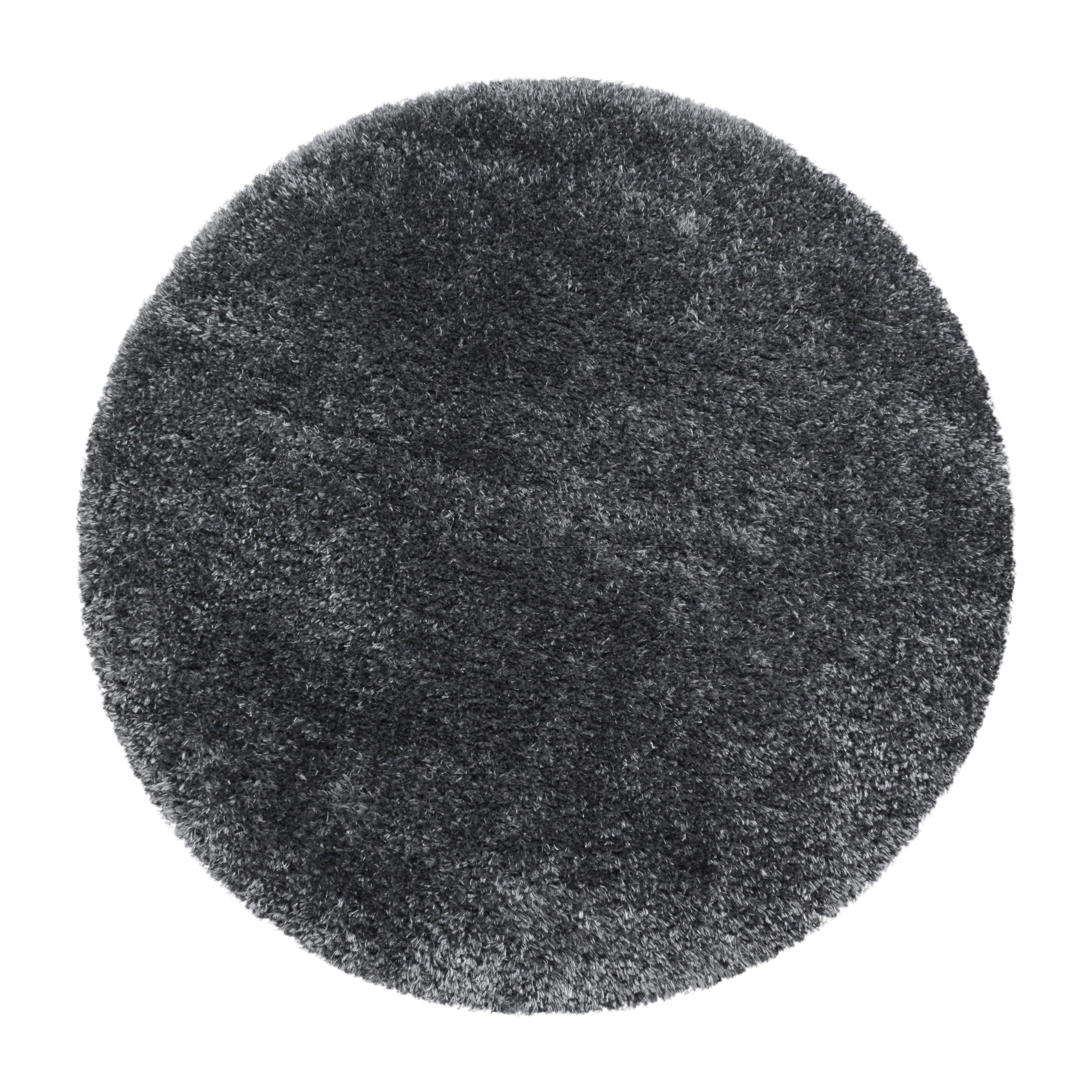 Brilliant Rund Shaggy tæppe Ensfarvet - Grå - 80x80 (Rund)