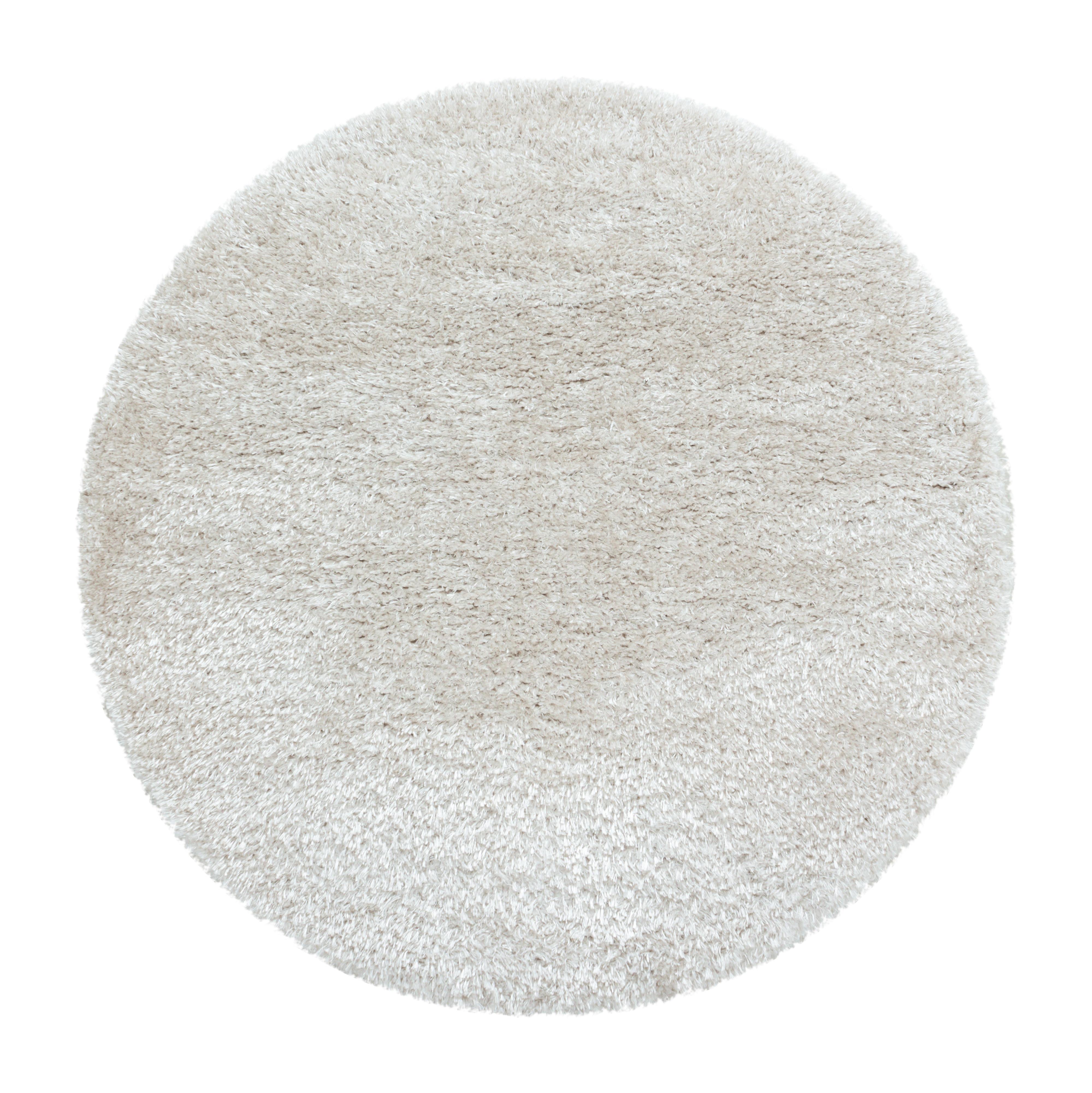 Brilliant Rund Shaggy tæppe Ensfarvet - Natur - 80x80 (Rund)
