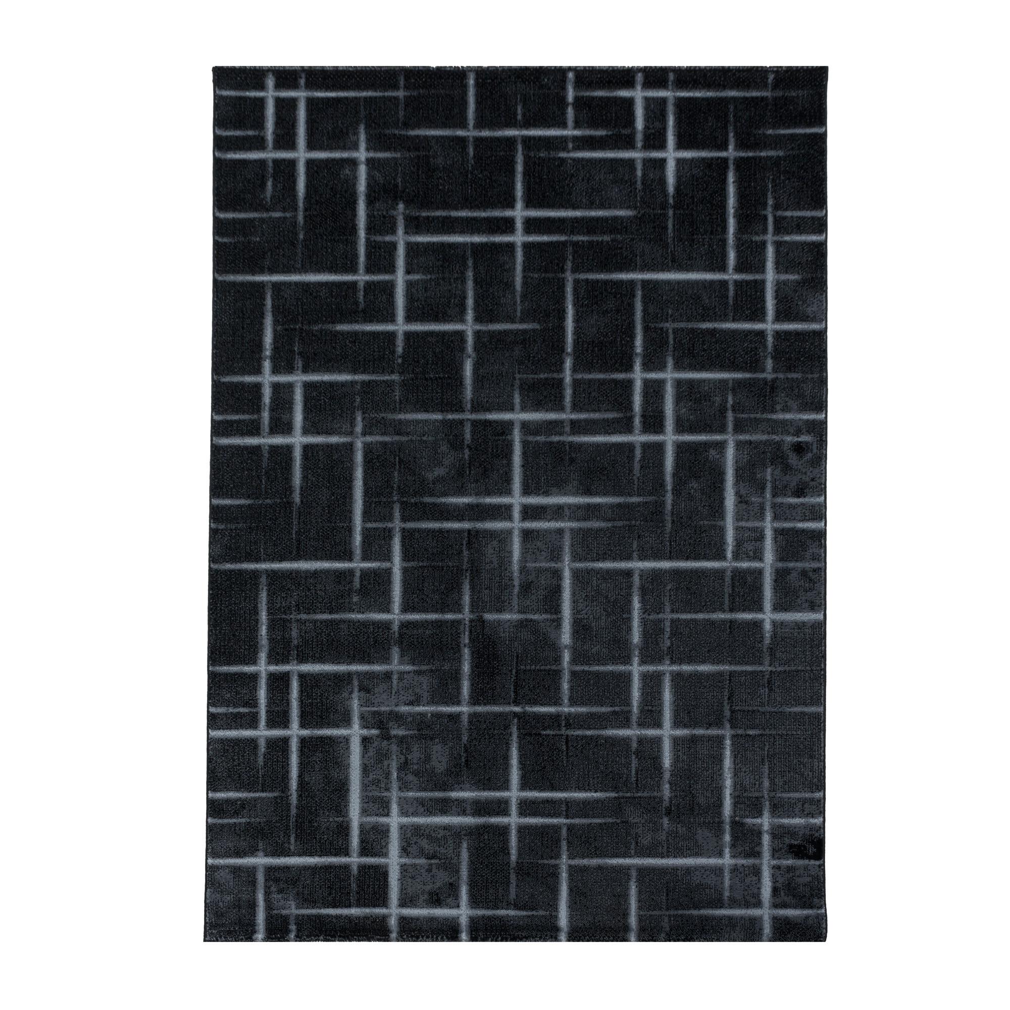 Costa Kortluvet tæppe Stribet - Sort - 120x170 billede