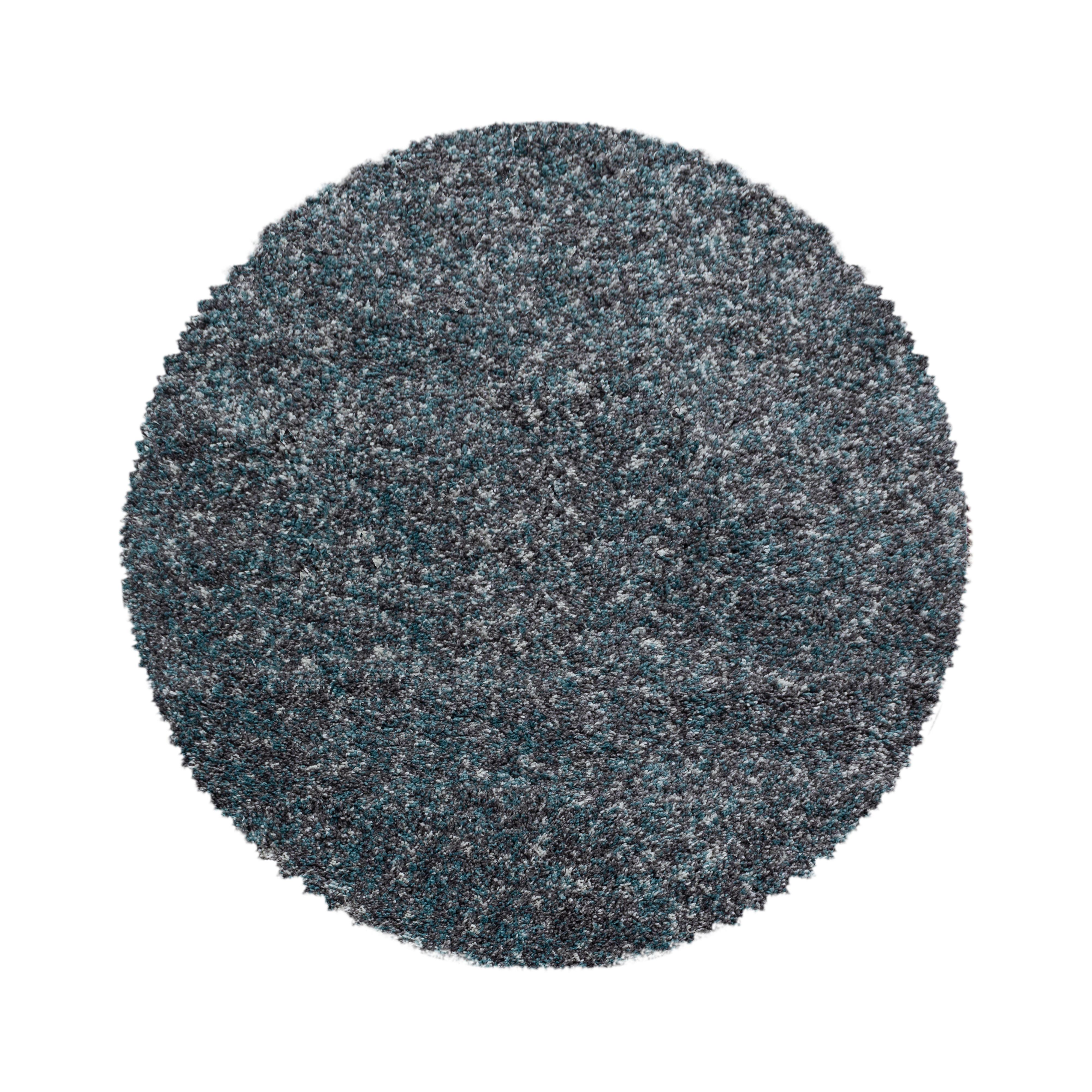 Enjoy Rund Shaggy tæppe Plettet - Blå - 80x80 (Rund)