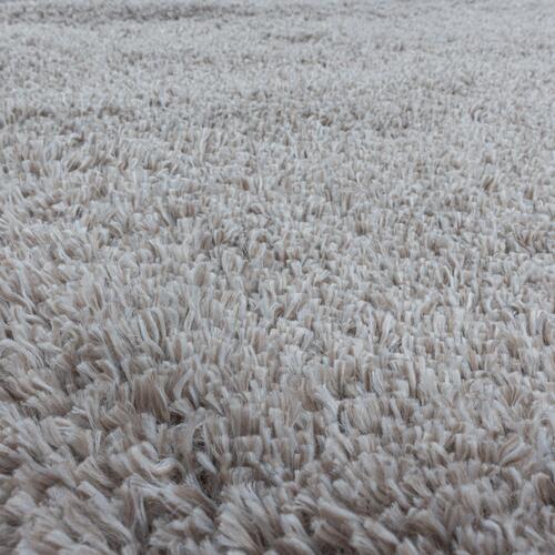 Fluffy Rund Shaggy tæppe Ensfarvet - Beige