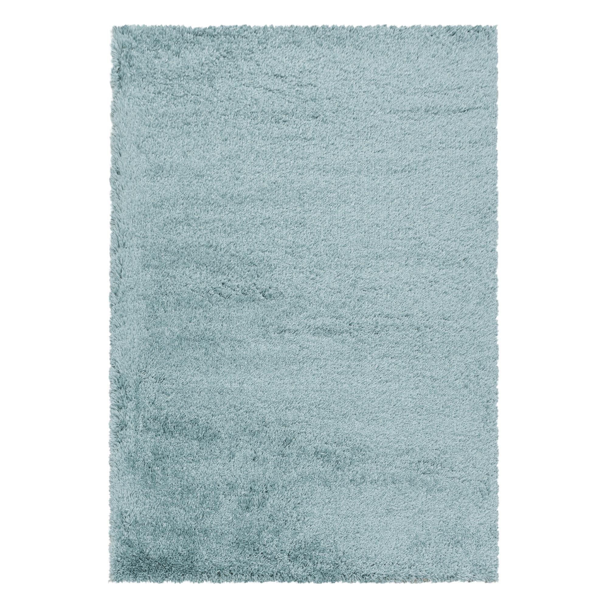 Fluffy Shaggy Tæppeløber Ensfarvet - Blå - 60x110 (Løber)