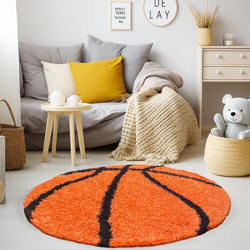 Fun Rund Børnetæppe Basketball - Orange