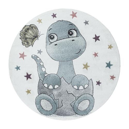 Funny Rund Børnetæppe Dinosaur - Blå