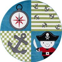 Kids Rund Børnetæppe Pirat - Multi