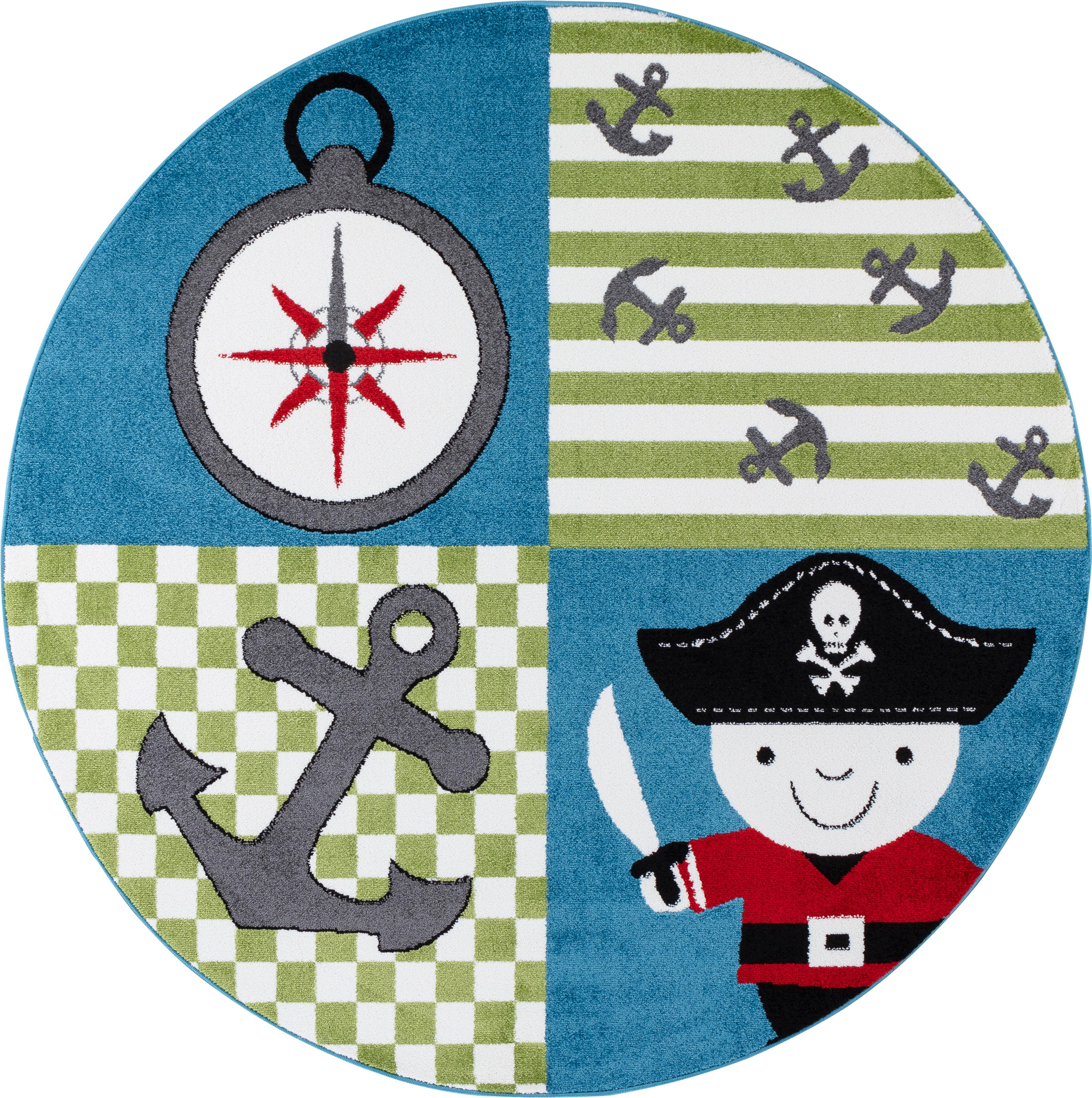 Kids Rund Børnetæppe Pirat - Multi - 120x120 (Rund)